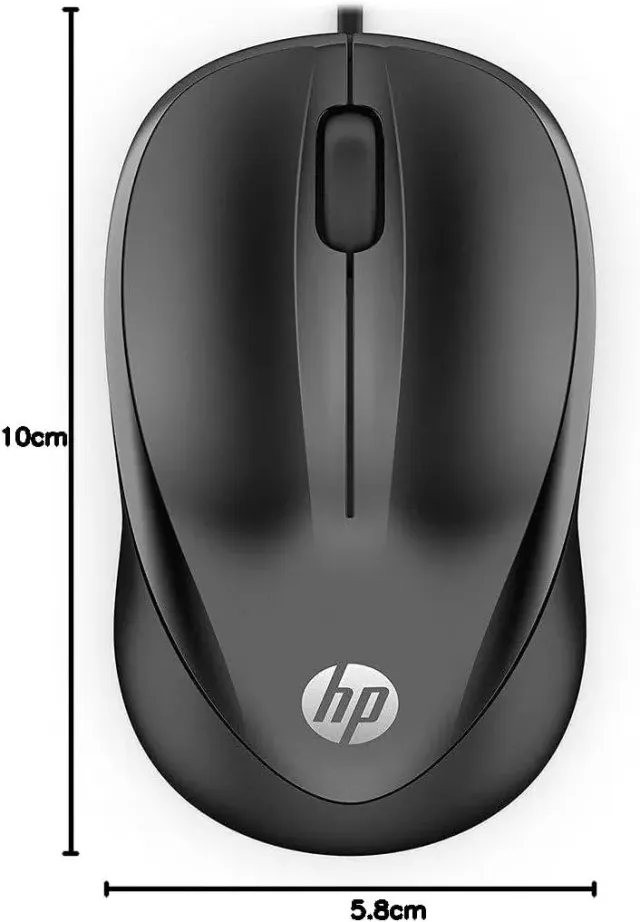 HP 1000 - Mouse con Cavo (1200 DPI, 2 Tasti e Scroll Wheel, 1,5 m di Cavo, USB, Windows), Nero