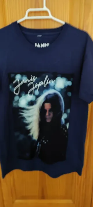 Camiseta Janis Joplin azul