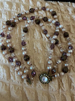 Collana perle e cristalli viola