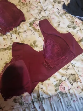 Reggiseni fascia larga pizzo nero e bordeaux