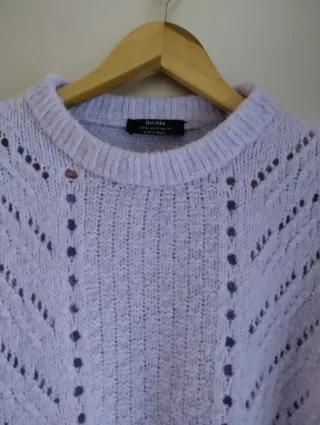 Jersey Bershka punto calado lila Talla M