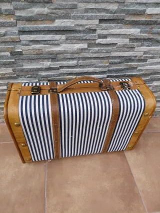 Maletín Cesta Navidad Rayas Azul Blanco