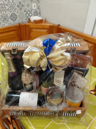 Maletín Cesta Navidad Rayas Azul Blanco