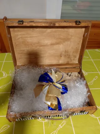 Maletín Cesta Navidad Rayas Azul Blanco