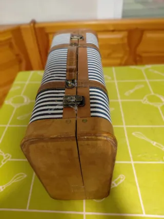 Maletín Cesta Navidad Rayas Azul Blanco