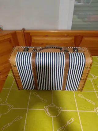 Maletín Cesta Navidad Rayas Azul Blanco