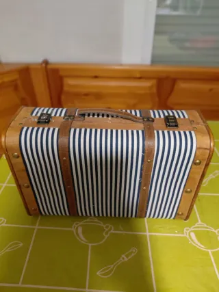 Maletín Cesta Navidad Rayas Azul Blanco