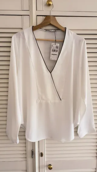 Blusa blanca Mango Suit Talla XL