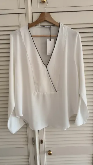 Blusa blanca Mango Suit Talla XL