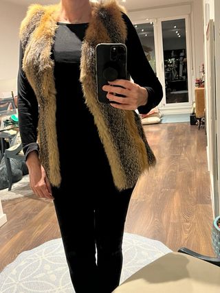 Chaleco de piel de zorro auténtico