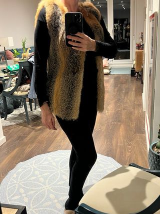 Chaleco de piel de zorro auténtico