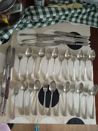 Cubertería Alpaca Plateada Antigua Completa