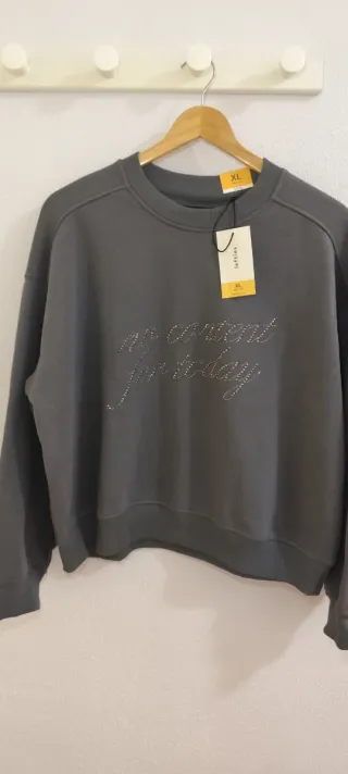 Sudadera gris con pedrería XL