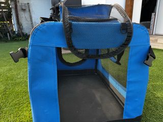 Transportín perro grande azul y negro