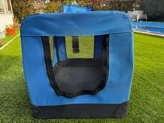 Transportín perro grande azul y negro