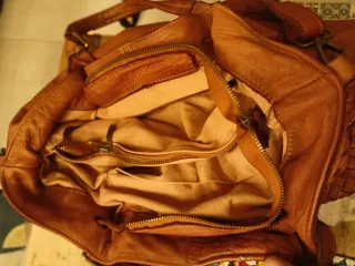 Borsa pelle marrone intrecciata