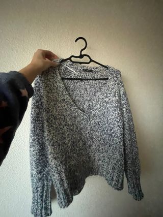 Jersey Zara oversize punto gris Talla S