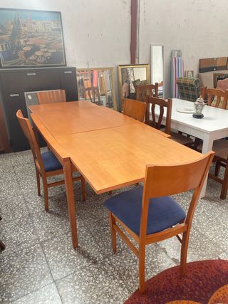 CONJUNTO MESA COMEDOR Y 4 SILLAS MADERA