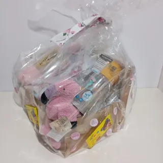 Canastilla bebé rosa