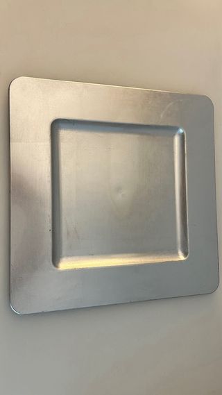 Bajoplatos cuadrados plateados plástico 8 unidades