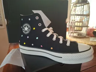 Converse All Star Hi Nero a Pois Multicolore Alte