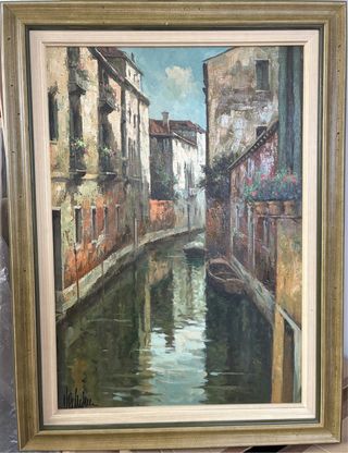 Cuadro al óleo Venecia enmarcado