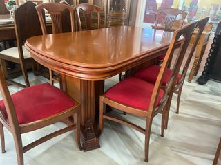 MESA EXTENSIBLE REDONDA + 6 SILLAS