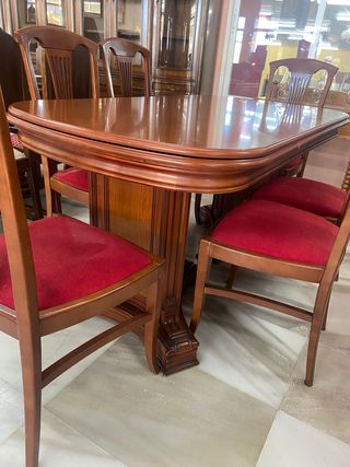 MESA EXTENSIBLE REDONDA + 6 SILLAS