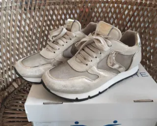 Sneakers Voile Blanche beige dorato