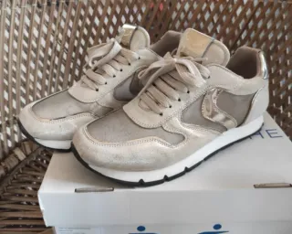 Sneakers Voile Blanche beige dorato