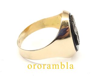 Sello oro 18k con letra C en ônix