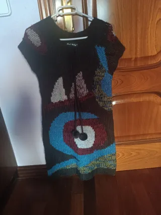 Vestido M Negro Multicolor
