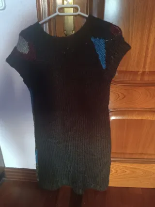 Vestido M Negro Multicolor