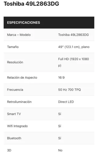 TV Toshiba 49L2883DG 49
