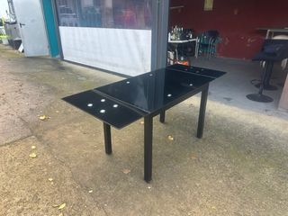 Mesa extensible vidrio negra