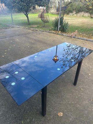 Mesa extensible vidrio negra