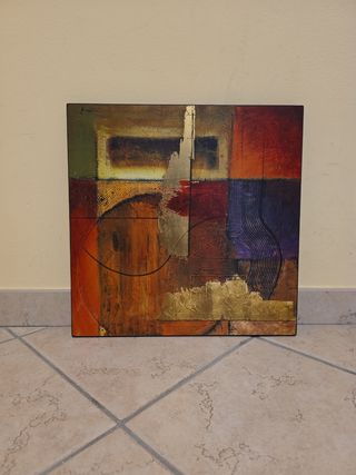 Set 3 Quadri Astratti Multicolore Legno