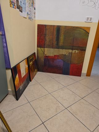 Set 3 Quadri Astratti Multicolore Legno