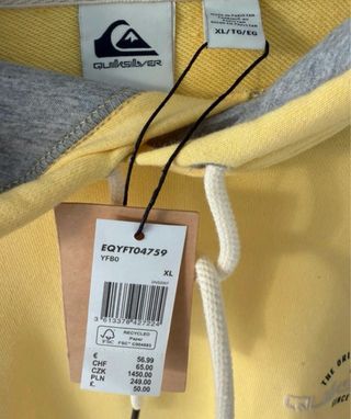 Sudadera Quiksilver XL Amarilla sin cartelito