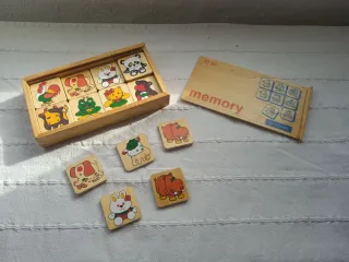Juego de memoria vintage de madera