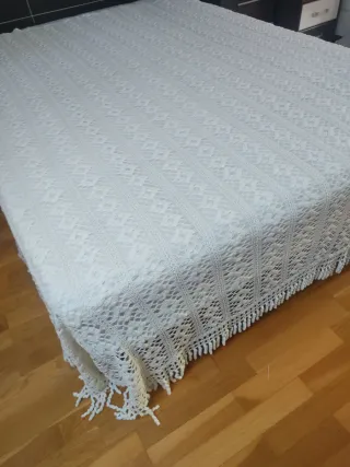 Manta crochet hilo egipcio hecha a mano