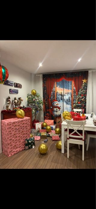 2 Tende Lunghe Natalizie con Pupazzo di Neve NUOVE