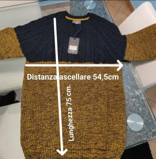 Maglione Cotton & Silk Blu/Giallo XXL Nuovo