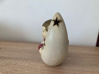 Decorazione portacandela bimbo luna ceramica