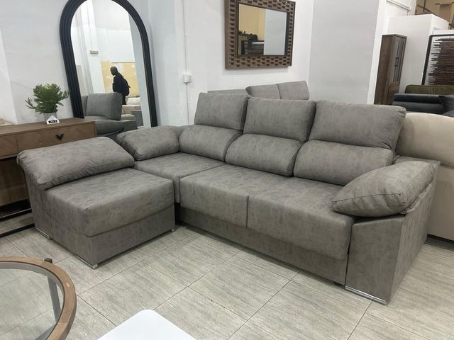 Sofá Chaise Longue Gris Microfibra NUEVO