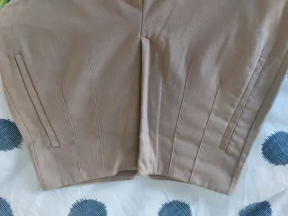 Pantalón Zara Talle Alto Pinzas Beige XS