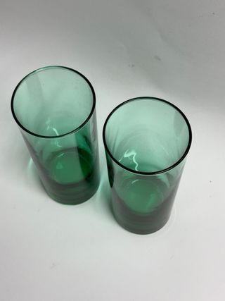 2 Vasos Tubo Verdes Vintage Cristal