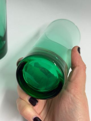 2 Vasos Tubo Verdes Vintage Cristal