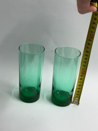 2 Vasos Tubo Verdes Vintage Cristal