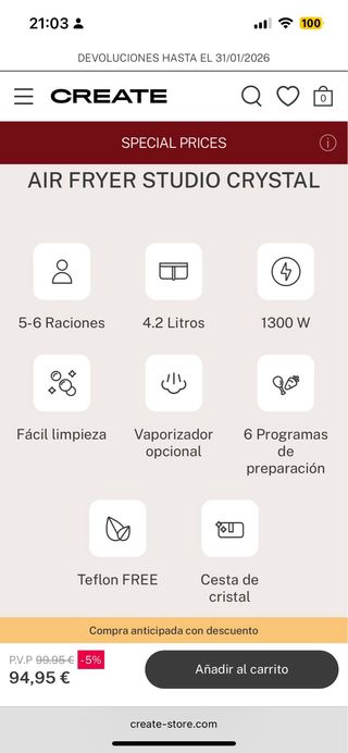 Freidora de Aire Create